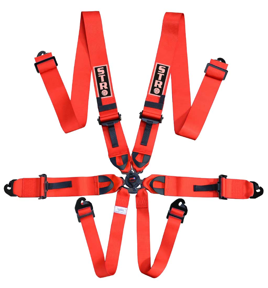 6-Point FIA Rally Belt | (2025) Approved Race Harness -Red