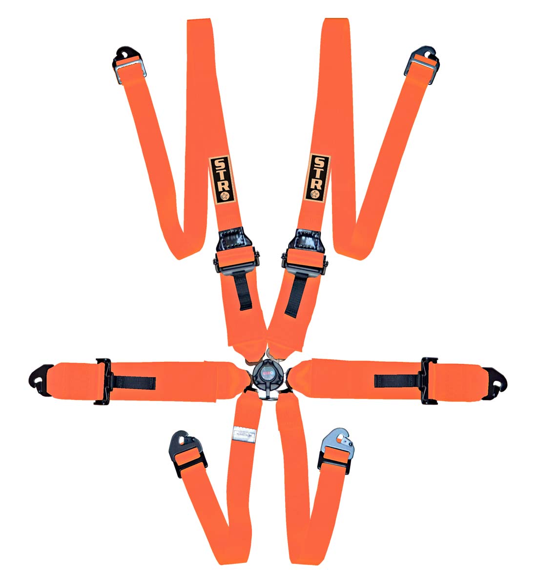 6-Point FHR Race Harness, 3" to 2" Straps (2029) - Orange Fluo