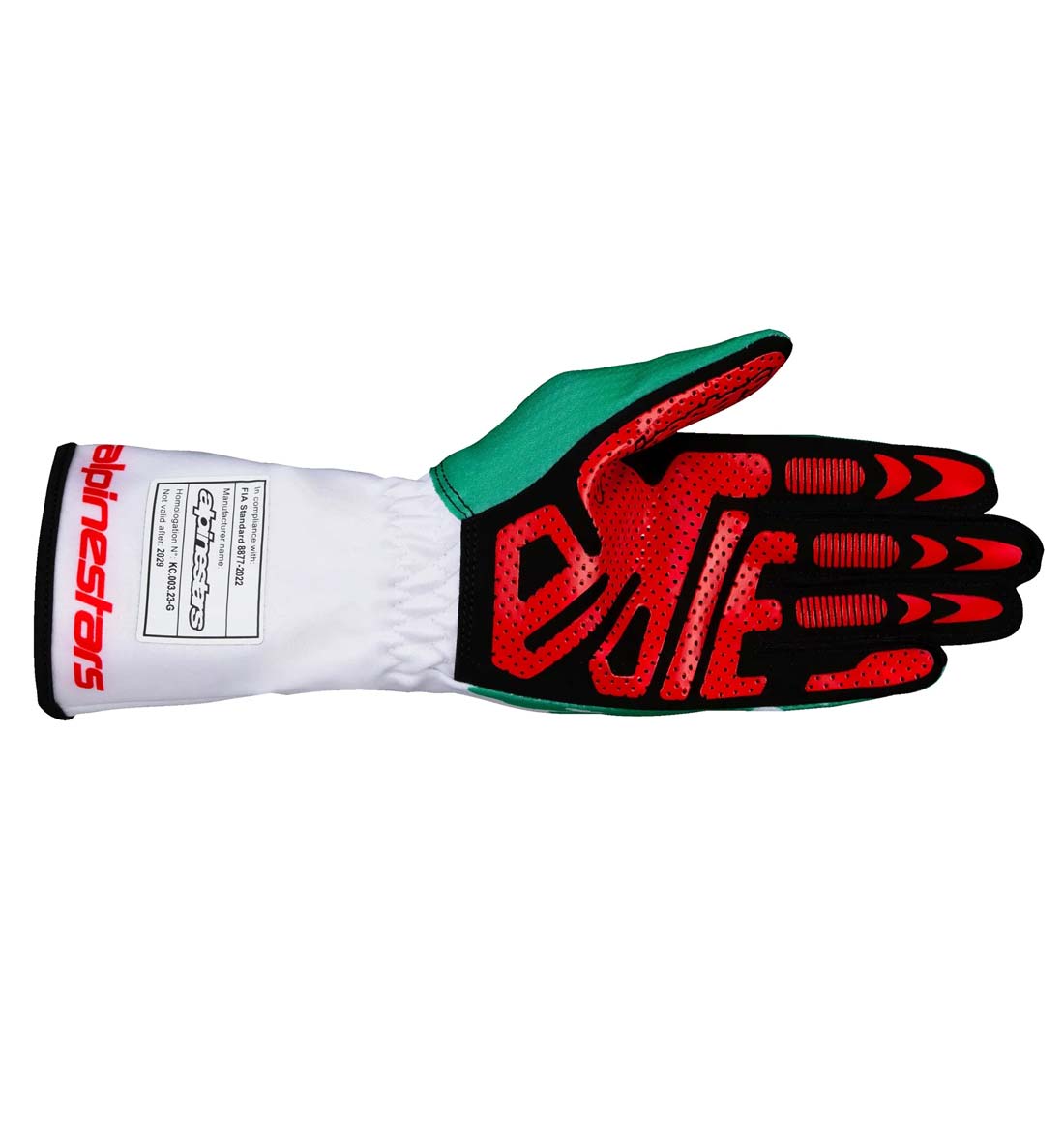 Alpinestars Tech-1 K V3 Gloves - White/Green/Red