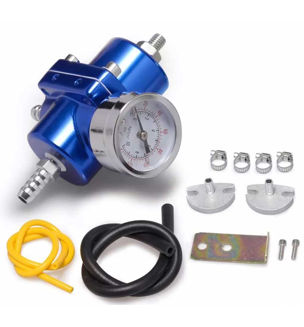 Fuel Pressure Regulator with Gas Hose Kit, 0-140 PSI