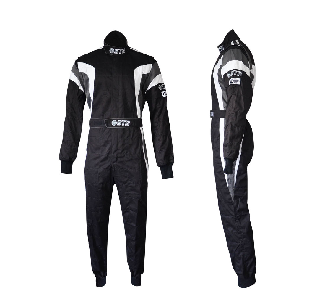 STR Youth 'Podium' Race Suit - Black/White/Grey