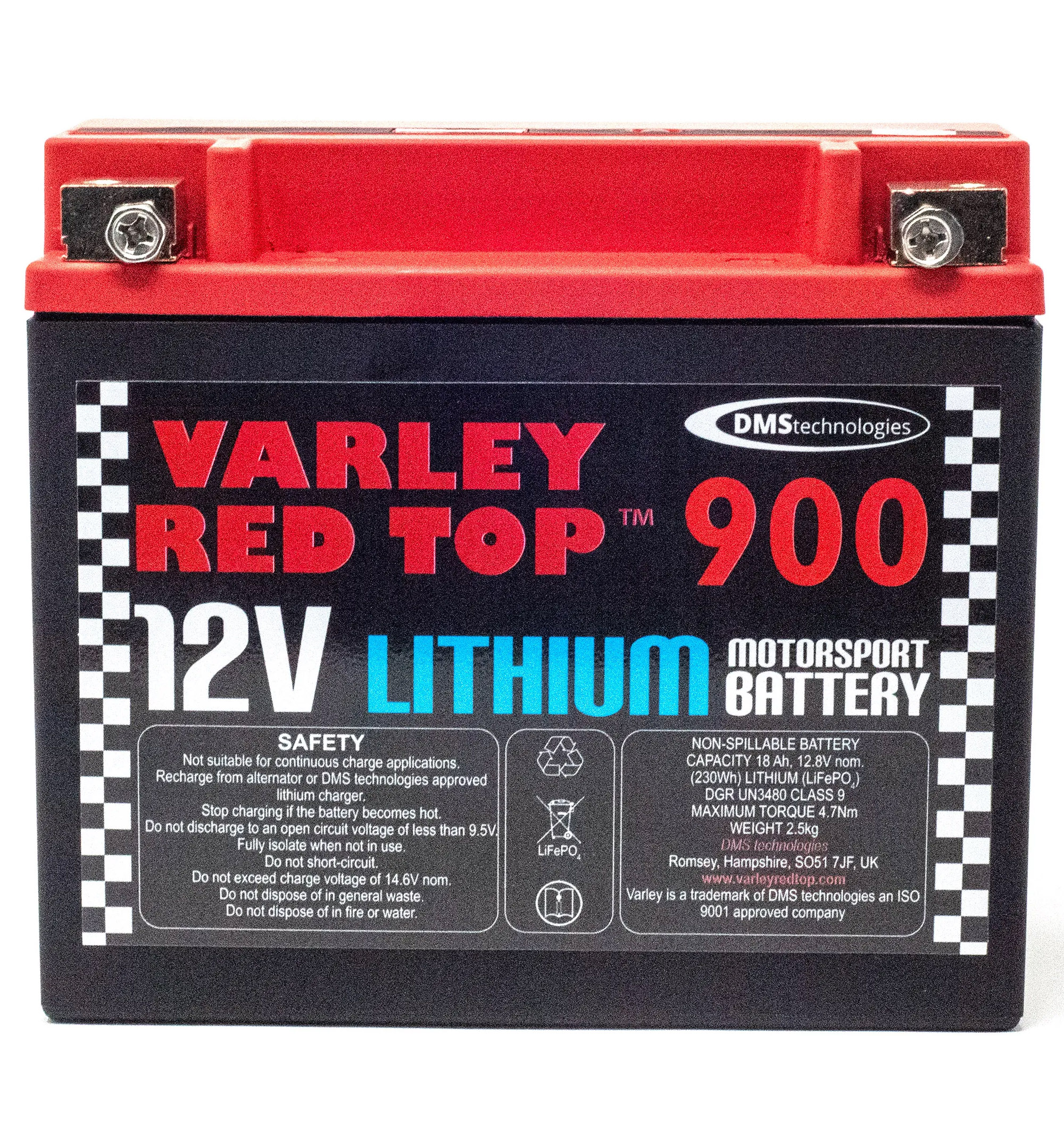 Varley Red Top 900 Lithium Racing Battery - 12.8V 16Ah